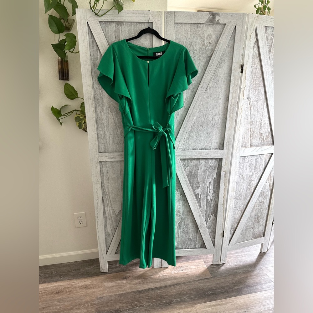 NWT DKNY Vibrant Green Romper with Tie Waist